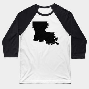 Black Louisiana Outline Baseball T-Shirt